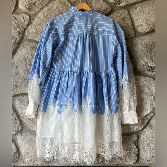 Anthropologie Maeve V-Neck Lace Twofer Mini Shirt Dress Size 14 - Picture 5 of 11